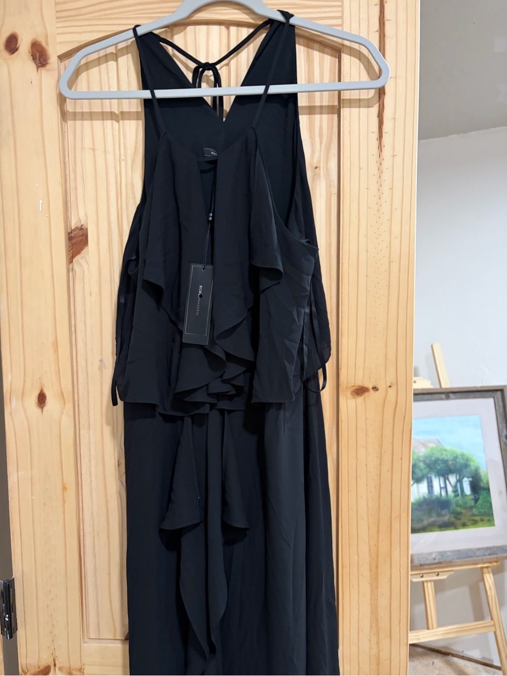 BCBGMaxAzria Black Ruffled Halter gown - Picture 3 of 4